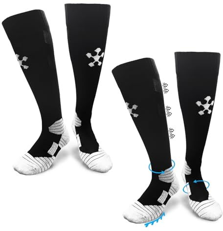 FIBOGOUP 2 Paar Fußballsocken Kinder Herren Stutzen - Fußball Stutzen EU 32-44 - Anti-Rutsch Trainingssocke Stutzenstrumpf - Sportsocken für Fußball, Laufen, Training