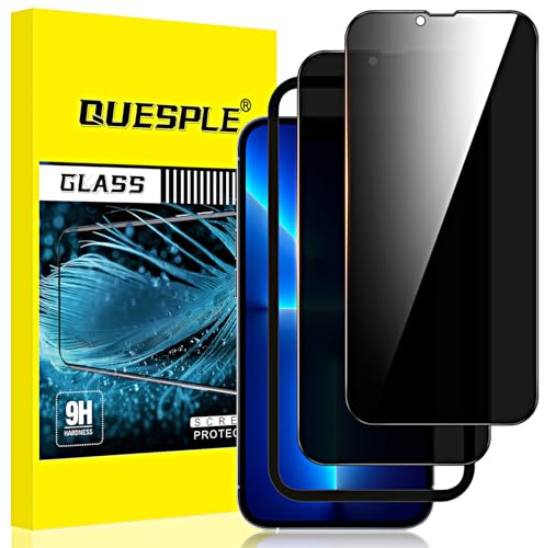 QUESPLE Privacy Screen Protector for iPhone 13 Pro Max 6.7-Inch, Black Edge Anti Spy Tempered Glass Film, Anti-Scratch,Case-Friendly, 2-Pack
