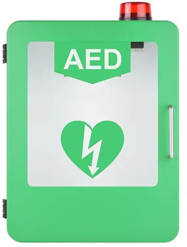 Generisch AED-Defibrillator-Aufbewahrungsschrank, Wandmontierter Herzdefibrillator Aus Kunststoff,Erste-Hilfe-Box Mit Alarm, Passend Für Die Meisten Aed-Modelle,Grün