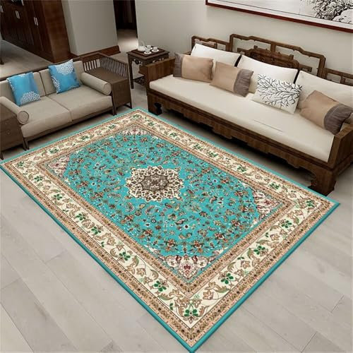RUGMRZ korridor Teppich Bettvorleger 80x150CM Büroteppich Sofa Teppiche blau Pastorales Blumenmuster schöner bequemer