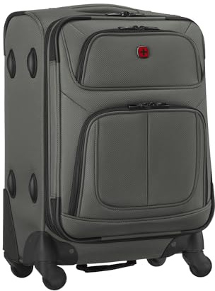 WENGER Sion mjukt skalfodral, vagn, utbyggbar, kvinnor och män, resor semester, GRÅ, Carry-On, Softside utdragbar rullväska