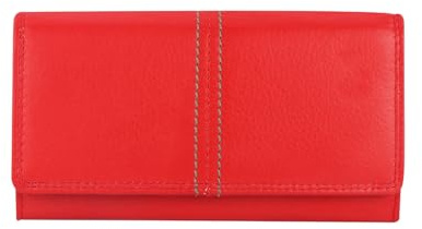 Velluci Pelle Portefeuille pour femme en cuir véritable avec blocage RFID - Portefeuille en cuir avec boîte cadeau de luxe, Rouge, 17 cm x 9cm x 3.5 cm, Classique
