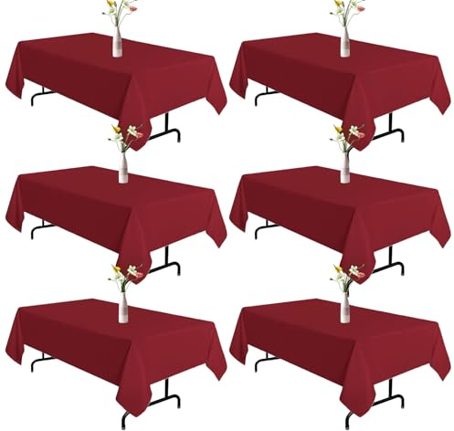 Vnituasr 6 Packungen Rote Rechteckige Tischdecke, 153 x 260 cm Polyester Tischdecke