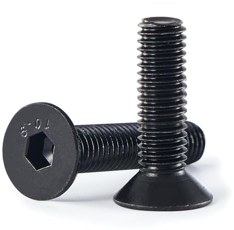 GuoYomm 50 Stück M5 x 25 mm Senkkopfschrauben mit Innensechskant Schrauben 10,9 Grad Kohlenstoffstahl Innensechskantschraube Vollgewinde schwarz