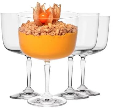 KIAPPO Eleganten Set Eisbechern ROMA 570 ml - Dessertschalen im Blumen-Design, ideal für Sommer, Feste & stilvolles Servieren - Glas-Pokal für Eis, Nachtisch & Früchte