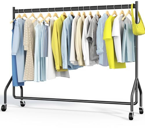 Hokeeper Kleiderständer auf Rollen | Kleiderstange, Garderobe, Schwerlast, 4 Rollen, 2 feststellbar, einfache Montage, langlebig