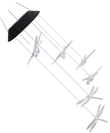 Beavorty Carillon Éolien Solaire LED Libellule Transparent à 7 Couleurs Changeantes, Matériau Abs et PVC Solide, Décoration Extérieure Jardin Terrasse, Éclairage Solaire Extérieur