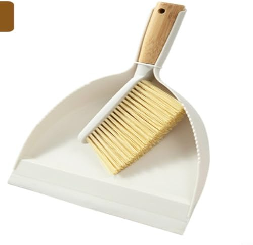 NINMORTH Ensemble mini balai et pelle à poussière avec manche en bois, brosse de bureau compacte pour nettoyage des espaces de canapé, petit balai pour miettes et litière d'animaux domestiques (9902