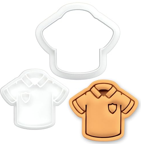 BAKERLOGY Soccer Jersey Mini Cookie Cutter & Stamp Set – Football Shirt Sports Biscuit Cutter for Cookies, Fondant Cupcake, Cake Decoration & Crafts
