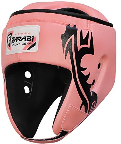 Farabi Sports Boxning MMA Muay Thai Kickboxning jiu Jitsu Karate Taekwondo BJJ Kampsport Träning Stansning Ansiktsskydd Huvudskydd (Pink, M)