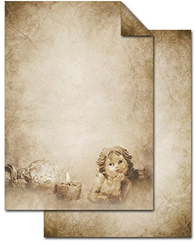 Logbuch-Verlag 50 Blatt ENGEL Weihnachtsbriefpapier VINTAGE 100g DIN A4 beige natur Weihnachten Briefpapier Druckerpapier Papier natur
