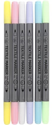 Creotime Stoffmalstifte Textilmalstifte Strichstärke: 2,3+3,6 mm, Pastellfarben Farben, 6 Stck.