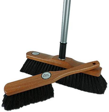 Novaliv Handfeger und Zimmerbesen mit Stiel aus Rosshaar Mischung feines Tierhaar Handbesen Stubenbesen Naturhaarbesen