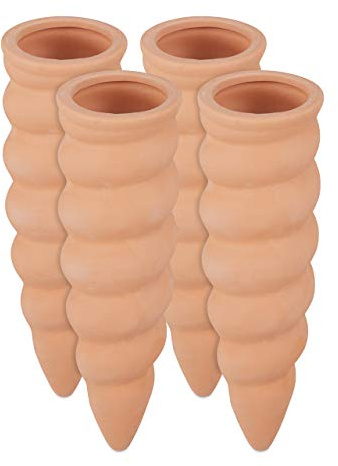 Relaxdays Lot de 8 cônes d'arrosage pour Plantes - pour Bouteilles de 1,5 l - 16,5 x 5 cm - Terre Cuite