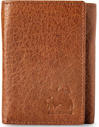 BULL GUARD RFID Genuine Leather Trifold Wallets for Men ID Window, Secret Pocket, Adventure Brown - Wild Buffalo Brown, S, RFID Wallet