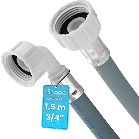 DL-pro Universal 1,5m Wasserschlauch Schlauch Zulaufschlauch 3/4 gerade/gewinkelt 60Bar für Waschmaschine Trockner Geschirrspüler Spülmaschine