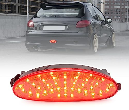NSLUMO Rote Linse rote LED-Heckstoßstange LED-Nebelscheinwerfer für Peugeot 206 206 CC 206 SW 206 GTI,Rücklicht LED-Stopp-Bremslicht OEM-Nr. 6351K5
