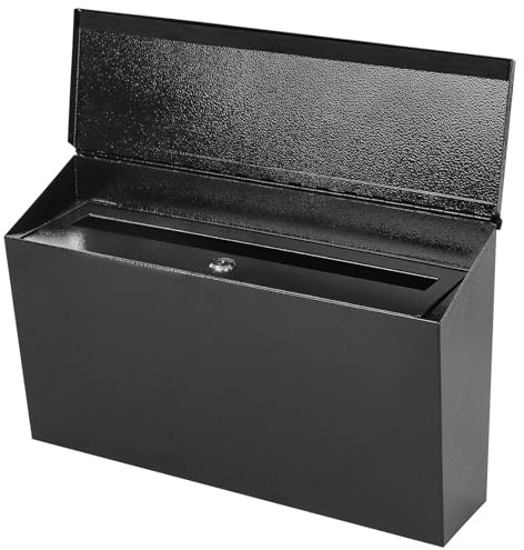 KYODOLED Locking Wall Mount Mailboxes for Outside, Large Capacity Mail Box for House with Key Lock, Security Drop Box, Metal Post Box for Home, Office Decorative,15.7 * 9.9 * 4.9in