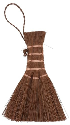 ULTECHNOVO Mini Palm Broom Natural Straw Whisk Broom for Tea Ceremony and Household Cleaning with Hanging Rope Small Lightweight Brush for Easy Storage