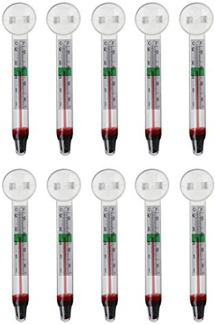 Diogeynu Aquarium-Fische für Thermometer, mit Saugnapf, leicht zu lesen, zwei Arten von Skalen, ohne Draht, 10 Stück