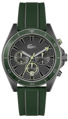 Lacoste Montre Chronographe à Quartz pour Homme Collection MAINSAIL avec Bracelet en Silicone Vert - 2011363