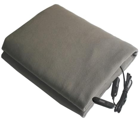 Generic Heizdecke 12V Winter warme Heizdecke, Automatische Zeiteinstellung, 5-Gang-Temperatureinstellung, Grau, 100x70 cm, Fleece, Ausgelegte Heißer Dank, Auto, SUV, LKW, Wohnwagen, Boot
