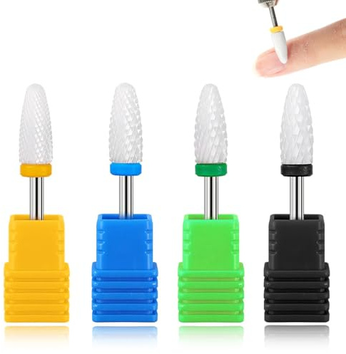 4 Pezzi Punte Fresa Unghie,Rimozione Cuticola,Punte Fresa Unghie,per Rimuovere Gel, Acrilico, Cuticola, Strumenti per Manicure e Pedicure