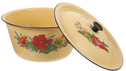 Cabilock Olla De Esmalte Multifuncional 28 Cm De Gran Capacidad Esmaltada Resistente a Ácidos y Álcalis Para Cocina Casera Tapa Adecuado Para Guisar y Conservar Calor