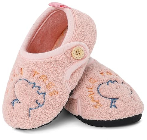 LACOFIA Zapatillas de Estar por Casa Niñas Pantuflas Peluche Invierno Zapatos Calcetines Dormir Antideslizantes Niñas Rosa 24/25