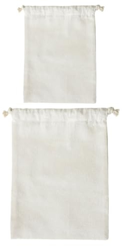 NUOBESTY Pochette de Rangement en Coton et Lin Beige Réutilisable pour Farine et Riz, Lot de 2 Paquet Cuisine Stockage Ménager
