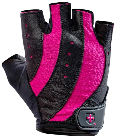 Harbinger Women's Pro Gloves with Vented Cushioned Leather Palm for Weightlifting, Training, Fitness, and Gym Workouts Small