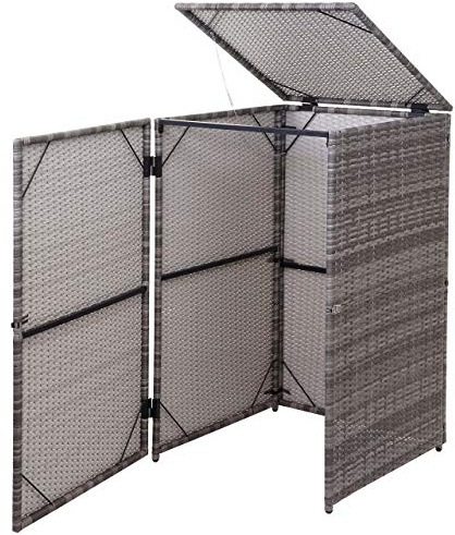 Cubierta para cubos de basura HWC-E25, 120 L, color gris | Cubo de basura, tapa de cubo de basura