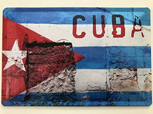 Blechschild 20x30cm gewölbt Cuba Kuba Havana Flagge Hauswand Deko Geschenk Schild