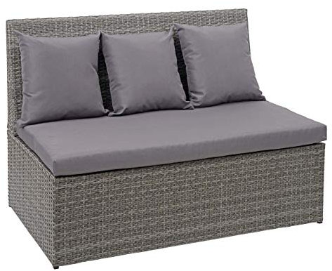 Mendler Poly-Rattan 2er Sofa HWC-G16, Lounge-Gartenbank Sitzbank Sessel, Gastronomie 120cm - grau, Kissen dunkelgrau