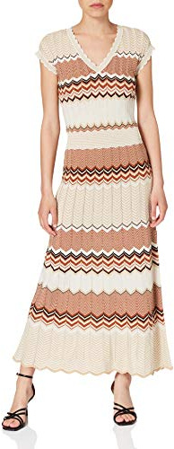 Morgan Vestido largo estilo jersey recto Beige S