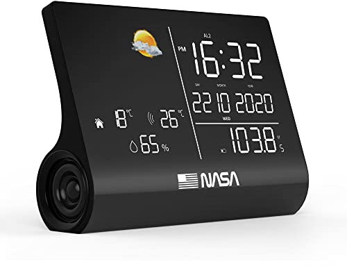NASA - Wetterstation und Bluetooth-Lautsprecher WSP1300 Schwarz - 1 Außensensor - Lieferung mit Netzteil
