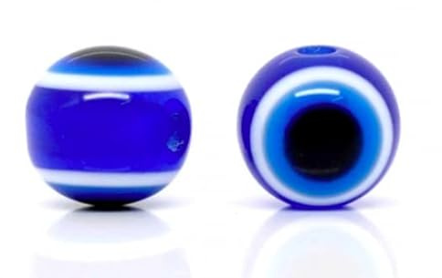50 Harzperlen Rund Dunkelblau Böser Blick 0,8mm Evil Eye, Loch: 2mm, zum Basteln auffädeln Perlen Schmuckherstellung DIY Schmuckperlen Spacer für Ohrringe Schlüsselanhänger