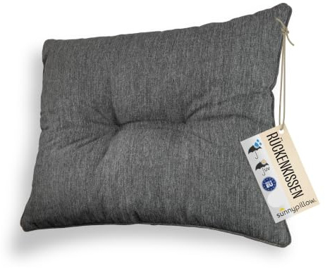 sunnypillow Polster für Gartenmöbel - Rückenkissen 60 x 40 cm für Rattanmöbel - Lounge Kissen Outdoor, wasserdicht, UV-lichtecht - Gartenpolster, Polsterauflagen auf Rattansessel, Stuhl - Anthrazit