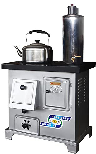 YYUINU Stufa a Carbone Multifunzionale, Stufa a Legna a Risparmio energetico, con Serbatoio dell'Acqua Calda da 16 Litri e Forno di Grande capacità, Piano Cottura Senza Fumo,C