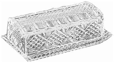 Beurrier Beurrier en verre à motif en relief, récipient à beurre for banquet, boîte à beurre avec couvercle Décoration de cuisine