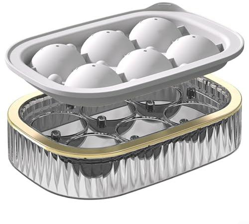 HEIBTENY 1 moule à glaçons, boule à glace ronde, boîte à glaçons de qualité alimentaire, 6 boules, grands bacs à glaçons (blanc)