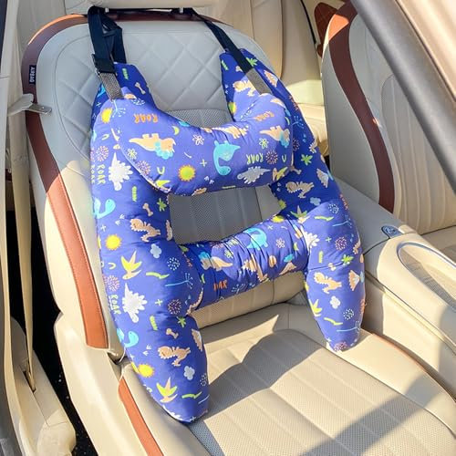 WGQR H-förmiges Nackenkissen für Kinder Perfektes Reisekissen für Auto, Komfortables Schlafkissen für Lange Autofahrten, Unterstützendes Kissen für Kinder unterwegs(Blue)