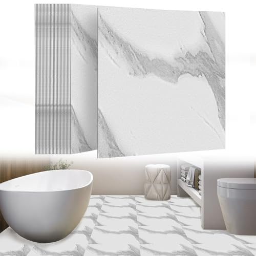 UISEBRT Selbstklebend Bodenfliesen 27 Stück 2,51m² PVC Bodenbelag Vinylboden Betonoptik Klebefliesen Meterware Fliesenoptik für Küche Bad Flur Wohnbereich 30×30cm 【Modell C】