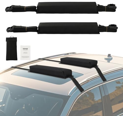 VEVOR Coussinets de Toit Universels, Coussinets pour Porte-Bagages et Porte-Kayak de Voiture, Capacité de Charge de 80 kg, avec Sac de Rangement Portable, pour Canoë Planche de Surf Sup, Voyage