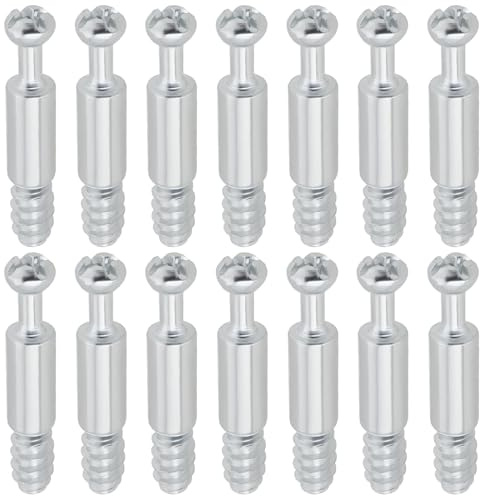 LT Easiyl 50pcs M6 Cam Lock Dowel Screw Thread Bolts Dowels Galvanized Iron Furniture Fixing Bolt Silver for Furniture Frames Cupboard Wood Boards Connecting Screws