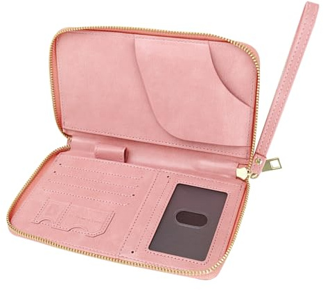 Genérico Custodia per passaporto | Custodia per porta documenti con scomparti multipli per schede in PU, organizer portatile impermeabile per viaggi banconote documenti denaro unisex, Rosa, la