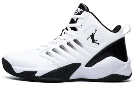 Chaussures de basketball pour hommes, baskets classiques hautes pour hommes, respirantes, antidérapantes, chaussures de sport et de fitness pour la course et la marche, blanc, 43.5 EU