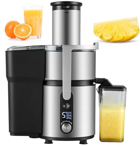 pealiritansemen Exprimidor Centrífugo Comercial – 1250 W, Tolva De 84 mm De Ancho para Exprimir A Granel, Alto Rendimiento, Control De 5 Velocidades, Fácil Limpieza, para Juguerías, Cafeterías