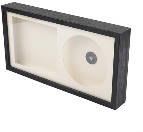 Linnkyfloa Cornice per CD con bordo nero e sfondo bianco, da parete o da tavolo, album fotografico, dischi musicali, dischi, CD e carte firmati per la casa o l'ufficio