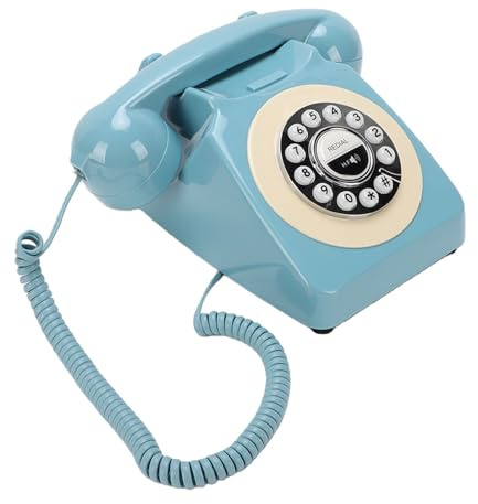 YUEHISY Bluetooth-Retro-Telefon mit Hörer, Kabelloses Festnetztelefon für zu Hause, Freisprechanruf und Musikwiedergabe (Blue)